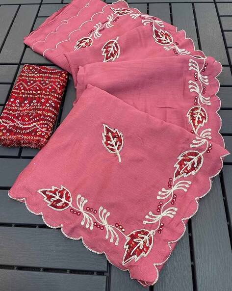 KANDORA Women Fancy Chiffon Saree with Blouse Piece