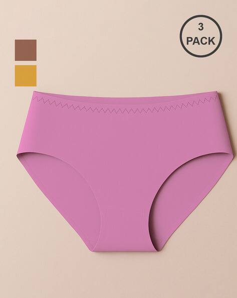 SAMVAR Women Pack of 3 High-Rise Seamless Briefs