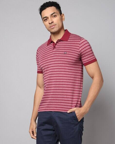 Arrow Sports Men Striped Regular Fit Cotton Polo T-Shirt
