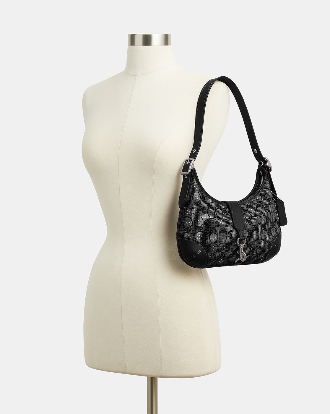 Buy Coach Crystal Signature Jacquard Hamptons Hobo Bag | Black