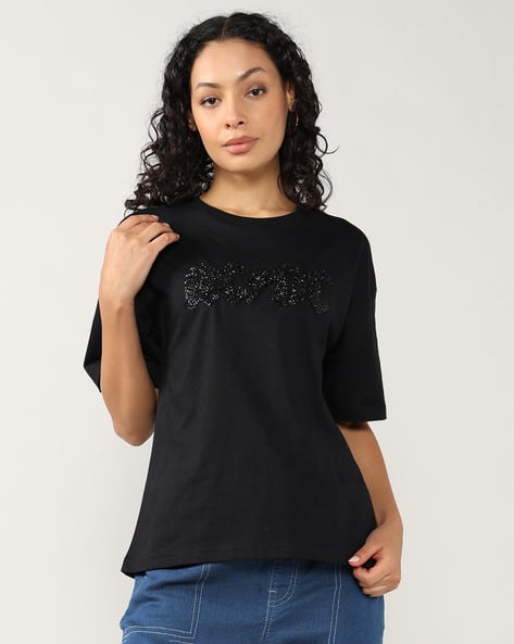 Lee Cooper Women Embellished Regular Fit Round-Neck T-Shirt