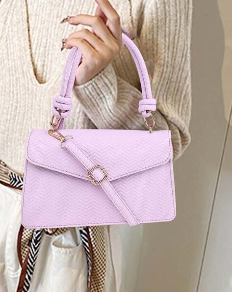 Lulu & Sky Women Chevron-Pattern Satchel Bag with Detachable Strap