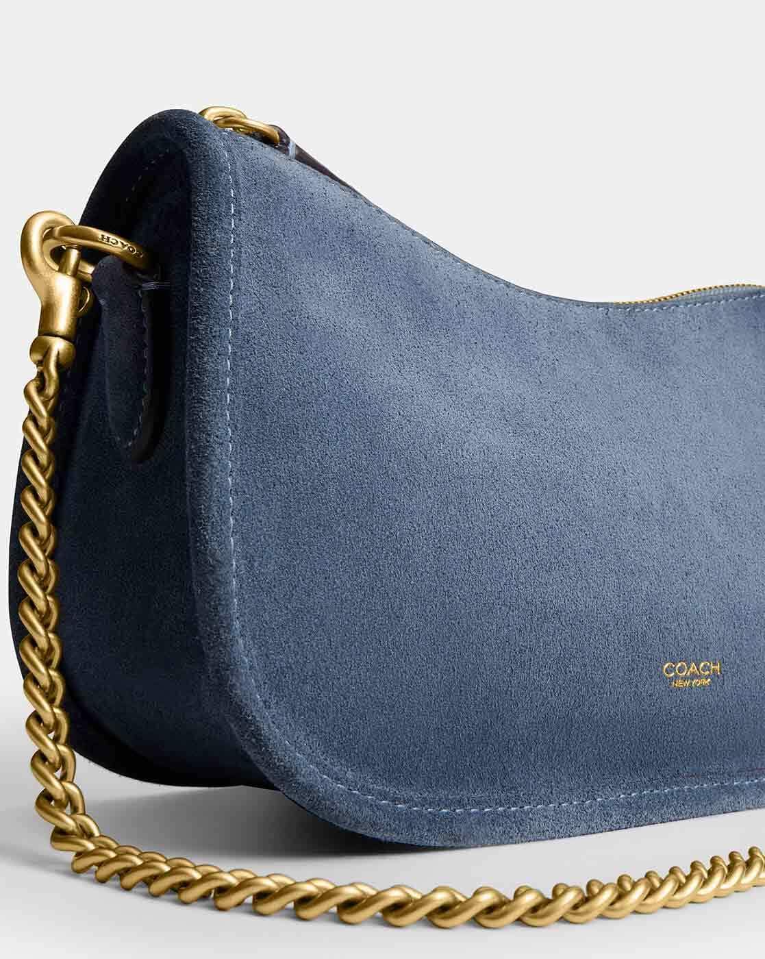 Coach blue suede shoulder - COACH y2k Suede ShoulderBag Blue 1419