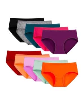 cumsin Women Pack of 10 High-Rise Briefs with Elasticated Waist-picture-19