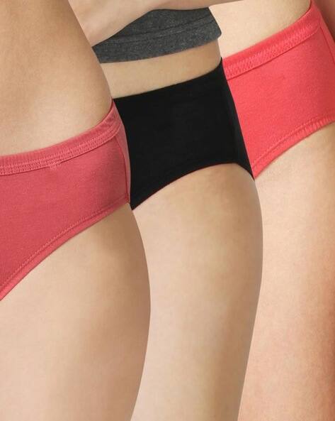CUMSIN Women Pack of 3 High-Rise Briefs with Elasticated Waist
