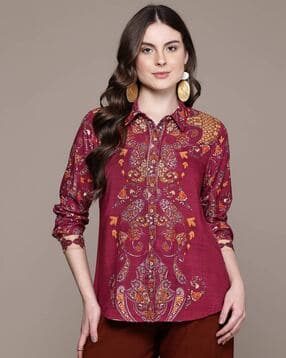 aarke ritu kumar Women Paisley Print Relaxed Fit Shirt-picture-12