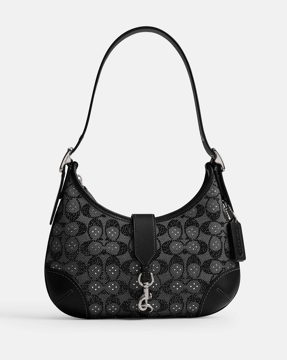 Buy Coach Crystal Signature Jacquard Hamptons Hobo Bag | Black