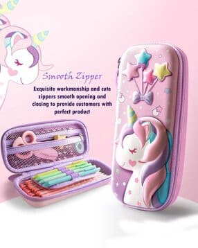 gopalvilla Unicorn Print Layered Pencil Pouch Bag-picture-17