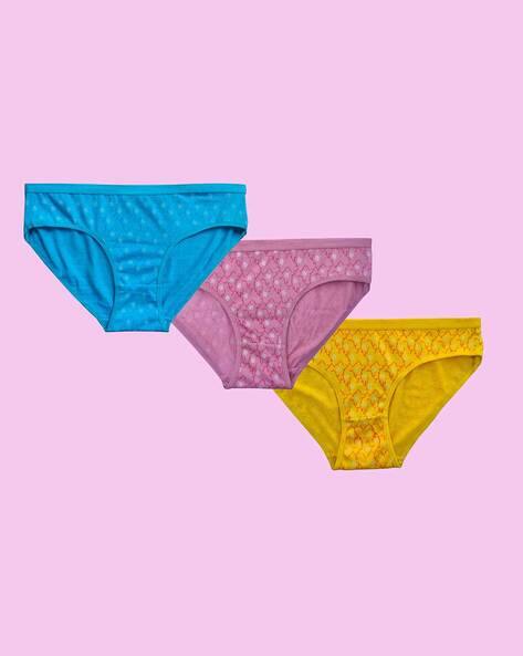 CUMSIN Women Pack of 3 Printed Mid-Rise Briefs with Elasticated Waist