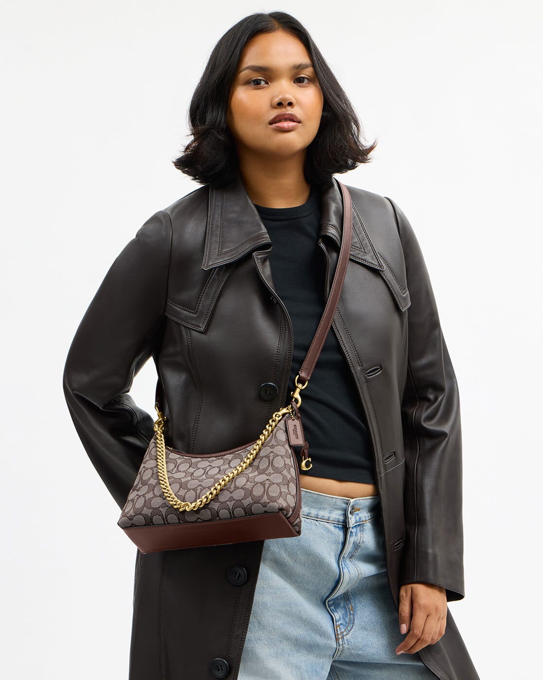 Buy Coach Signature 25 Juliet Jacquard Shoulder Bag | Maroon Color