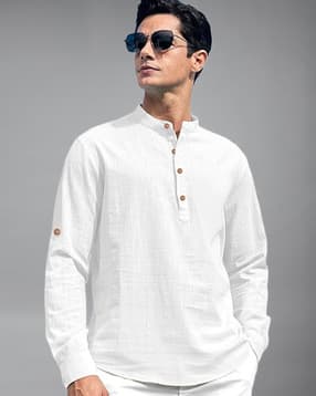 yugnik Men Slim Fit Cotton Short Kurta -picture-12