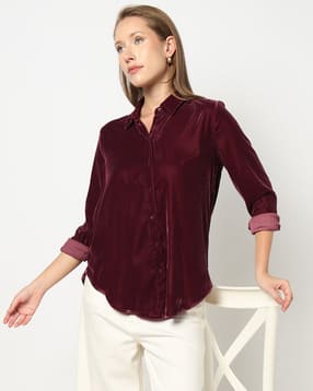 gap Women Loose Fit Velvet Big Shirt-picture-38