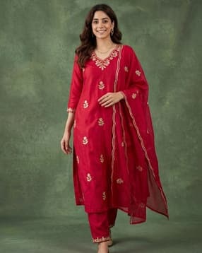 nyrika Women Embroidered Straight Kurta Suit Set-picture-49