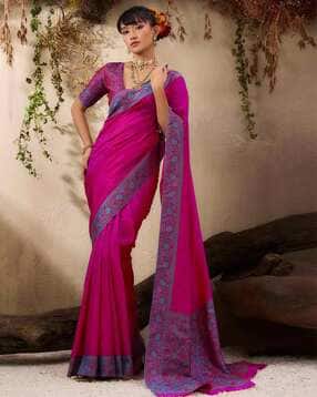 ri-wah Women Floral Woven Saree with Contrast Border-picture-20