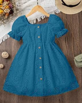 styleconnect Girls Schiffli Embroidered Fit & Flare Dress-picture-15