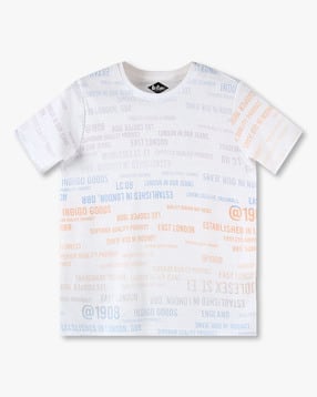 lee cooper Boys All-Over Typographic Print Regular Fit Round-Neck T-Shirt-picture-20