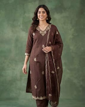Women Floral Print Kurta Set with Dupatta-image-48