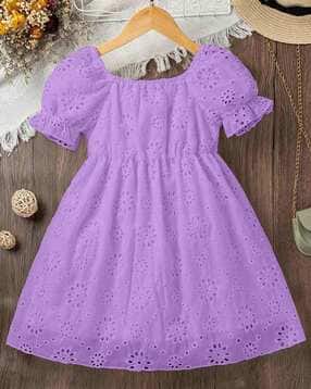 Girls Schiffli Embroidered Fit & Flare Dress-image-23