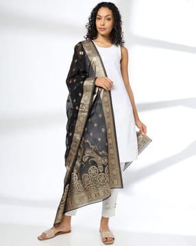 avaasa mix n' match Women Paisley Print Chanderi Dupatta-picture-37
