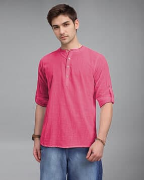 yugnik Men Slim Fit Cotton Short Kurta -picture-23