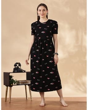9shines label Women Printed Round-Neck Nighti-picture-43