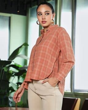 pinacolada Women Checked Relaxed Fit Shirt with Spread Collar-picture-17