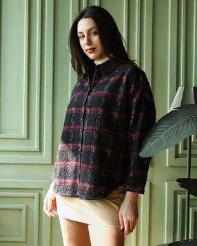 pinacolada Women Checked Relaxed Fit Shirt with Spread Collar-picture-42