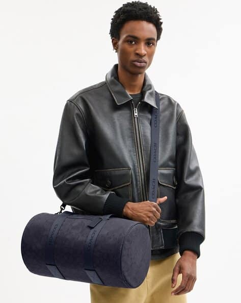 Buy Coach Signature Jacquard Theo Duffle Bag | Blue Color Men