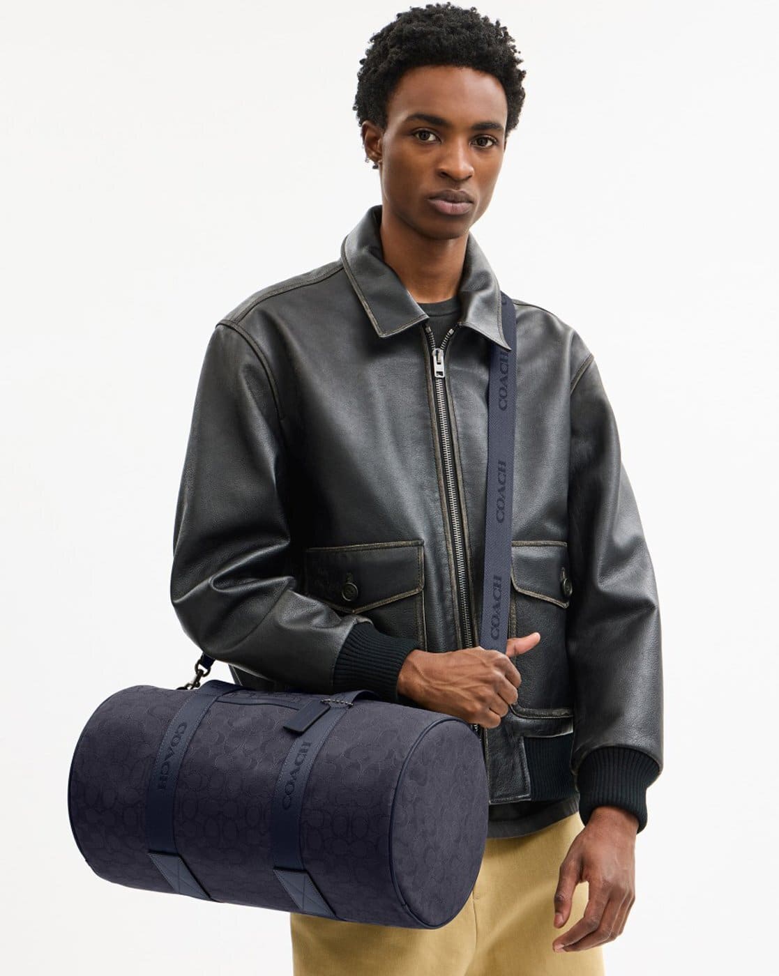 Buy Coach Signature Jacquard Theo Duffle Bag | Blue Color Men