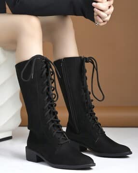 hvnly by shoetopia Women Lace-Up Mid-Calf Length Boots-picture-42