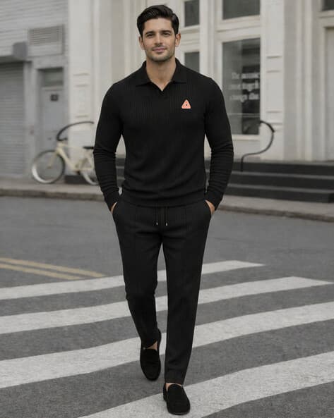 NEONOMAD Men Ribbed Regular Fit Tracksuit