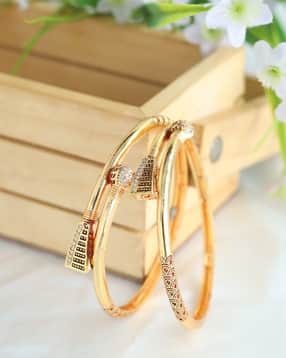 zeraki jewels Set of 2 Women Gold Plated Bangles -picture-31