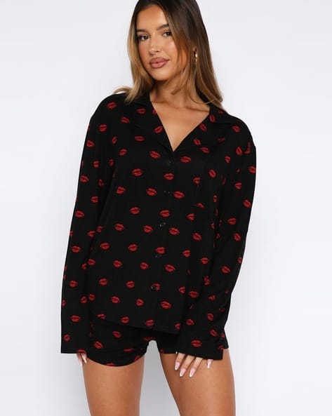 Lulu & Sky Women Printed Shirt & Shorts Set