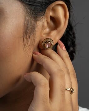 kayrah Women Gold-Plated Cubic Zirconia-Studded Stud Earrings-picture-48