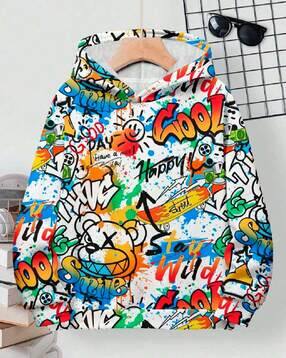 Boys Graphic Print Regular Fit Hoodie-image-47