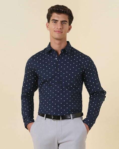ALLEN SOLLY Men Printed Slim Fit Shirt with Spread Collar