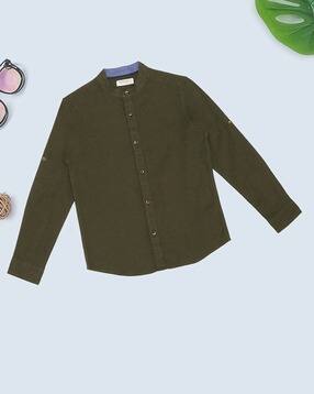 pantaloons junior Boys Regular Fit Mandarin-Collar Shirt-picture-46
