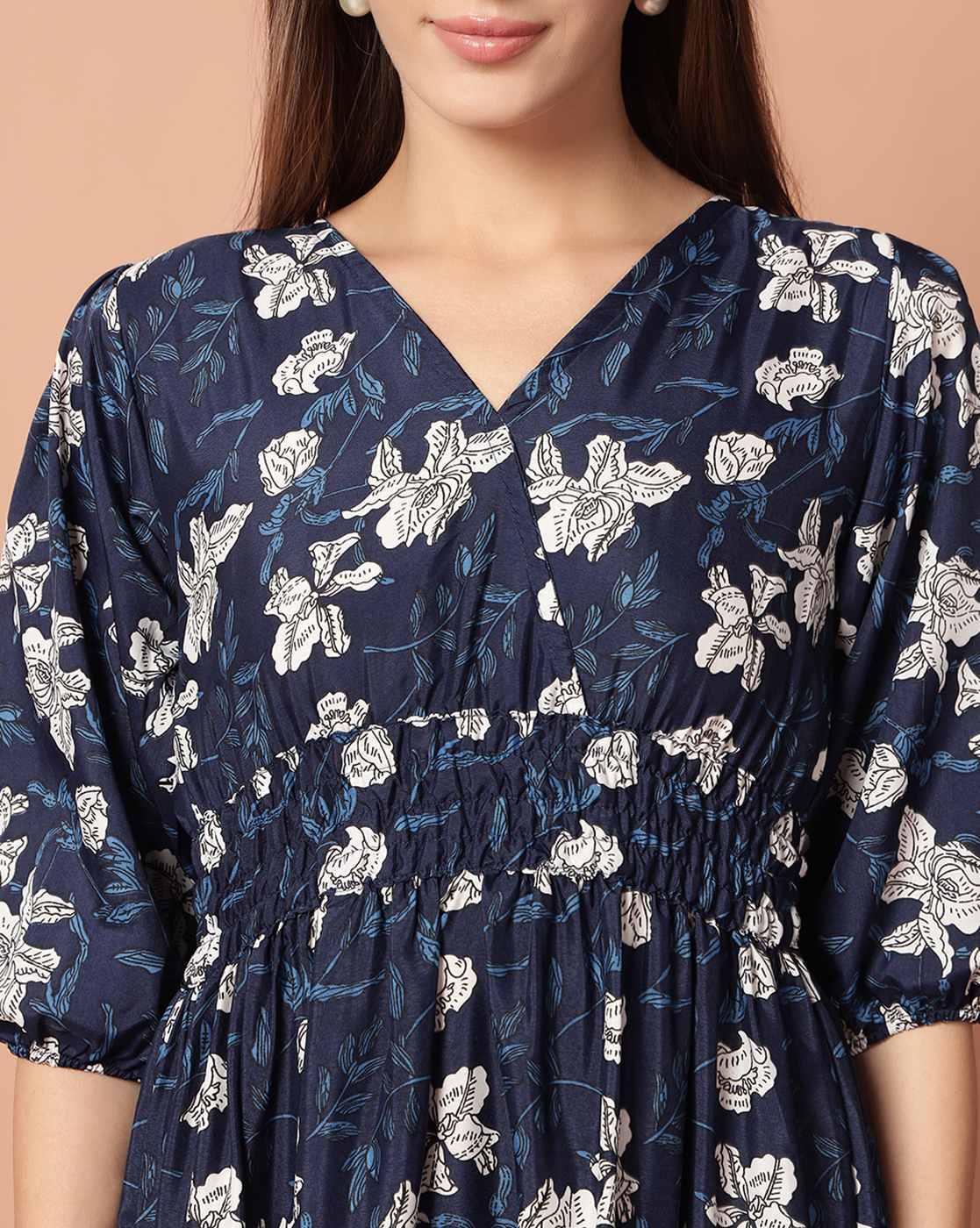 Buy LEIA Women Floral Print V-Neck Fit Online | Ajio.com