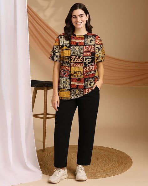 Women Typographic Print 2-Piece Co-Ord Set