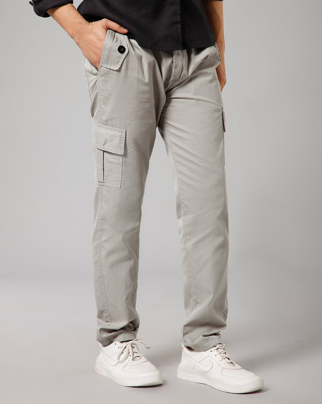 Buda Jeans Co Men Relaxed Fit Cargo Pants with Insert Pockets For Men (Grey, 34)