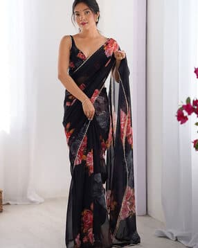 revangi Women Floral Print Saree with Lace Border-picture-16