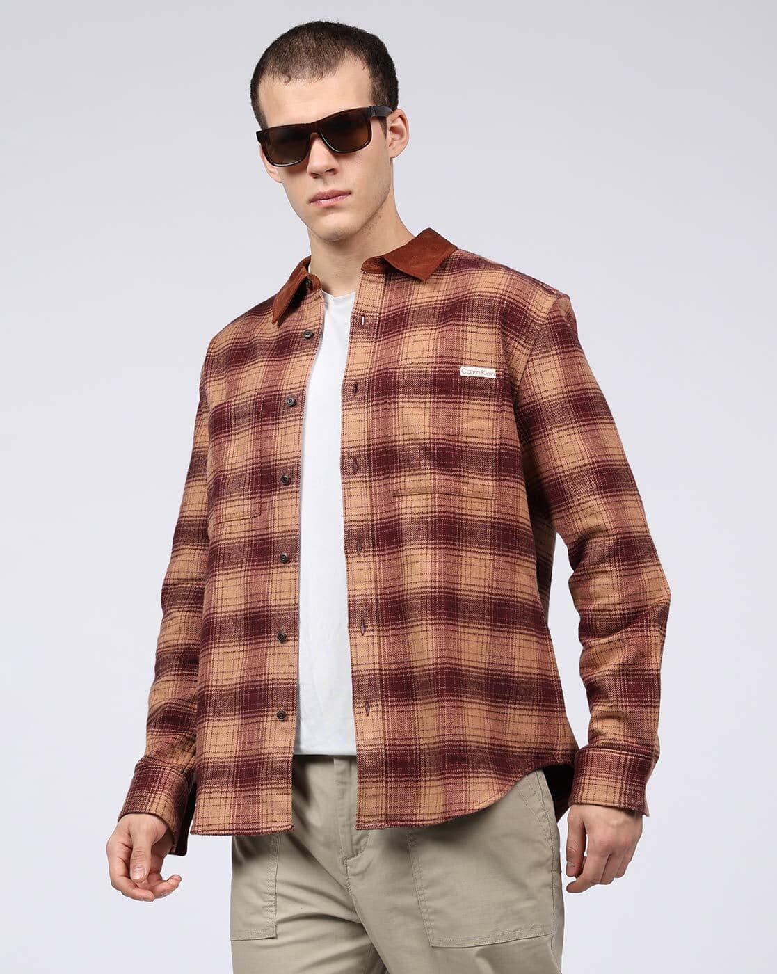 Calvin Klein Jeans Men Brushed Checked Regular Fit Shacket — image 1 of 8