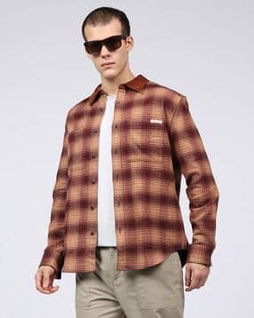 calvin klein jeans Men Brushed Checked Regular Fit Shacket-picture-10