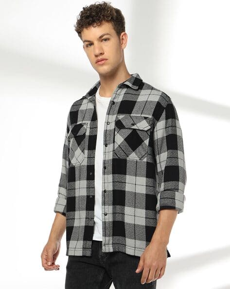 DNMX Men Checked Regular Fit Shirt with Flap Pockets Offers & Cashback
