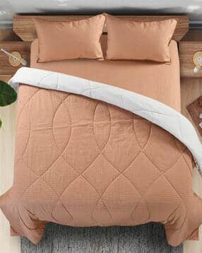 Waffle Cotton Striped Queen Size Quilt 