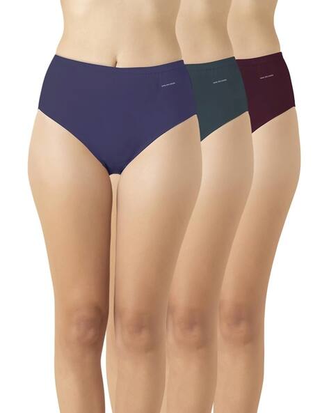 SAMVAR Pack of 3 Women High-Rise Briefs with Elastic Waistband
