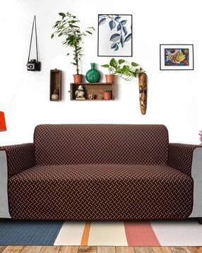 Geometric Print Waterproof & Dustproof 4-Seater Reversible Sofa Cover-image-17