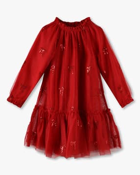 Girls Sequins Fit & Flare Dress