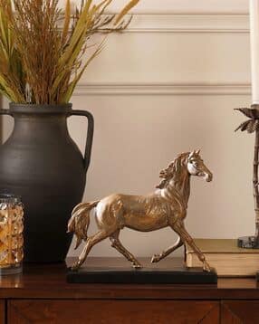 Gold Matte Polyresin Walking Horse
