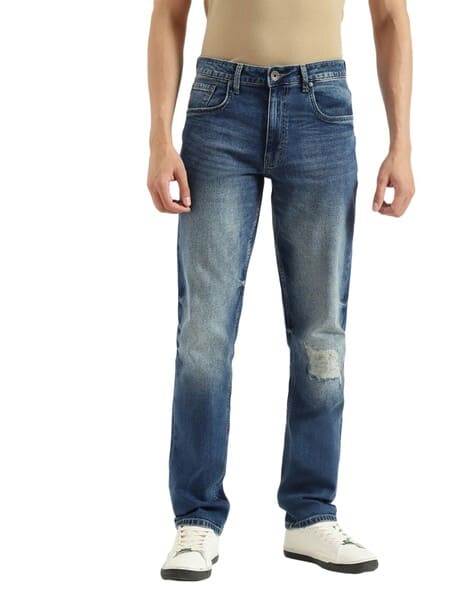 UNITED COLORS OF BENETTON Men Vintage Mid-Wash Straight Jeans